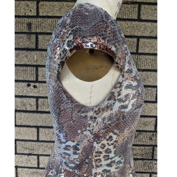 Betsey Johnson cheetah sequins party dress 6 - Picture 3 of 7